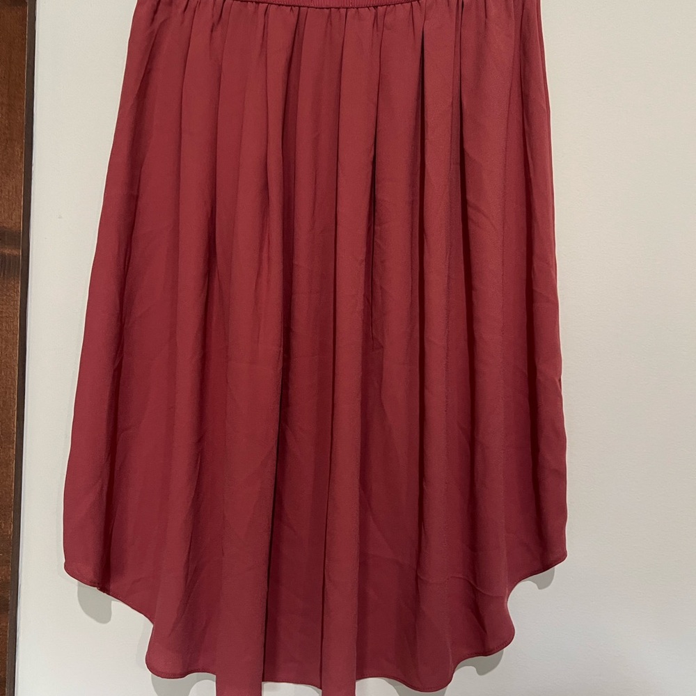 LOFT Dusty Rose Midi Skirt Flowy A-Line Elastic Waist Romantic M - Picture 2 of 7